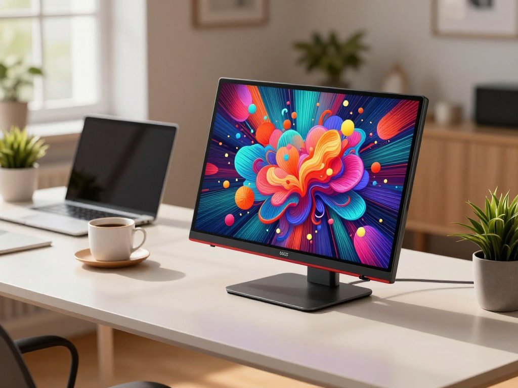 4K OLED portable monitor displaying detailed creative work 4K OLED portable monitor displaying detailed creative work