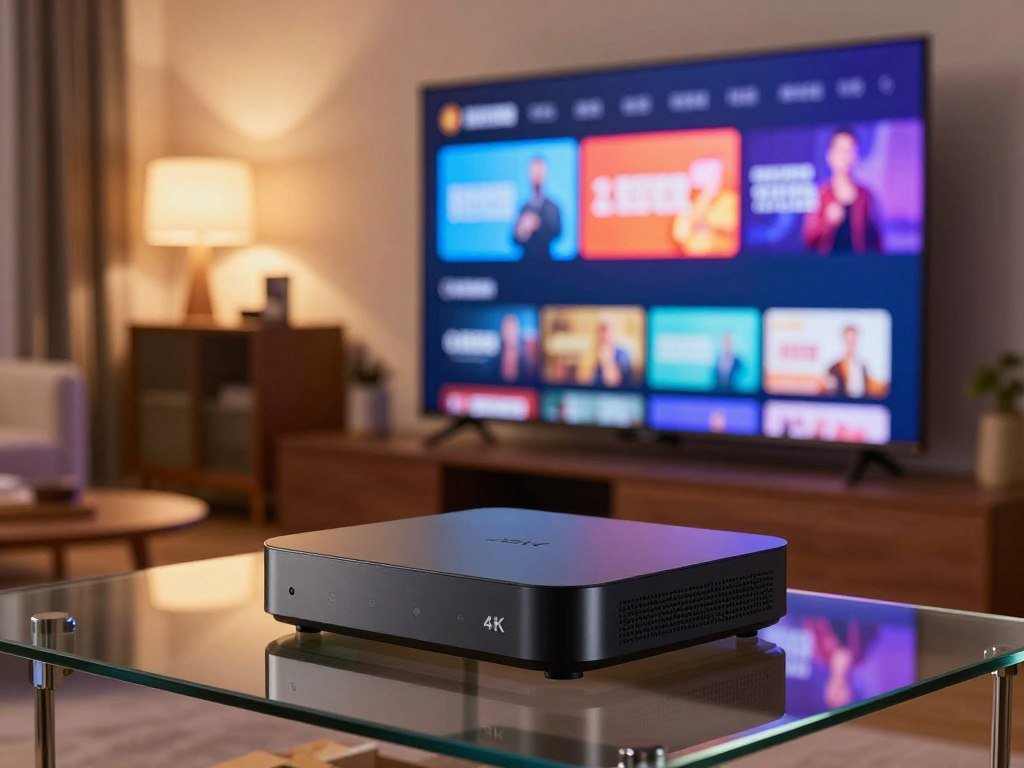 4K streaming device beside a compatible television screen 4K streaming device beside a compatible television screen