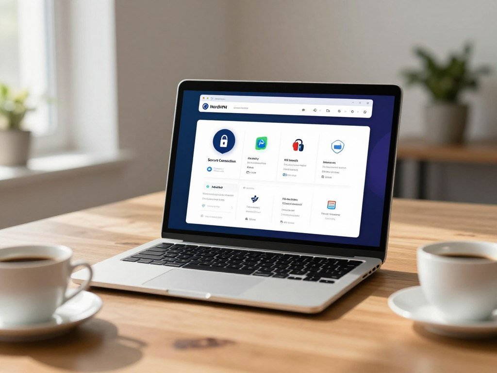 A NordVPN app showing security tools on a laptop screen A NordVPN app showing security tools on a laptop screen