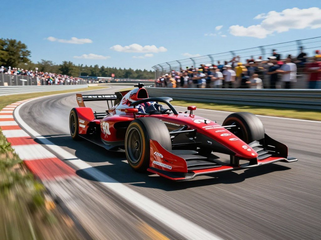 A RaceRoom car enters a turn during a ranked race A RaceRoom car enters a turn during a ranked race