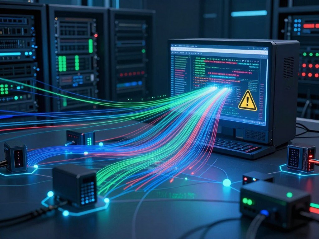 A botnet sends traffic toward an overloaded website service A botnet sends traffic toward an overloaded website service