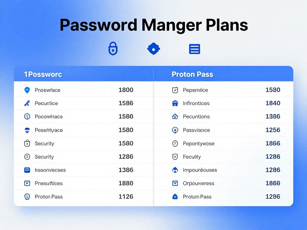 A comparison chart showing password manager plan differences A comparison chart showing password manager plan differences