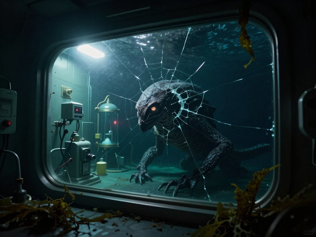 A creature waits inside Pressure's underwater facility A creature waits inside Pressure's underwater facility