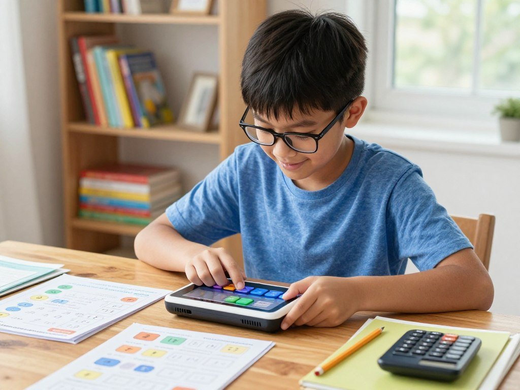 A learner works through a MathShark game challenge