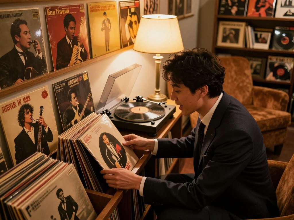 A listener chooses a jazz album by its musical style