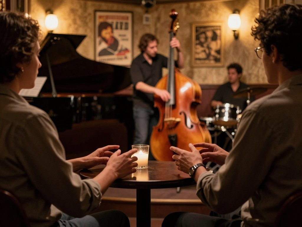 A listener taps along to Dave Brubeck's jazz rhythms