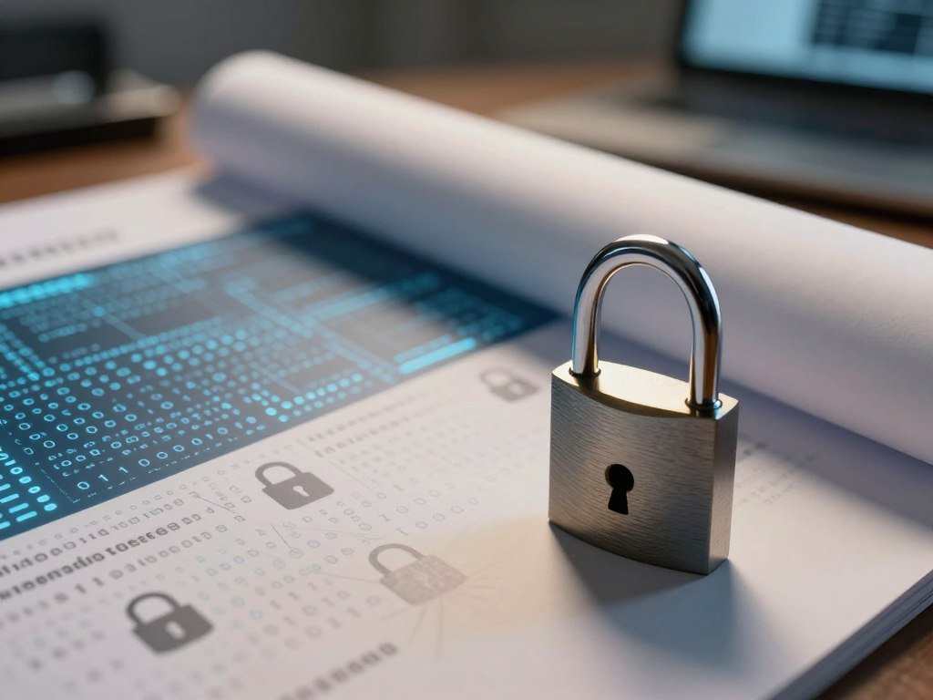 A locked document showing how encryption protects sensitive information