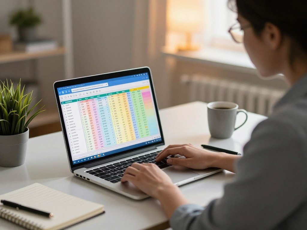 A person checks column names and date formats in a dataset A person checks column names and date formats in a dataset
