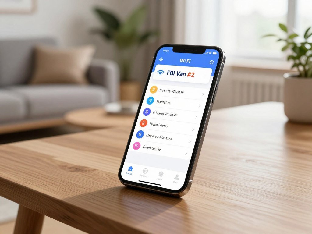 A phone showing a clear home Wi-Fi name A phone showing a clear home Wi-Fi name
