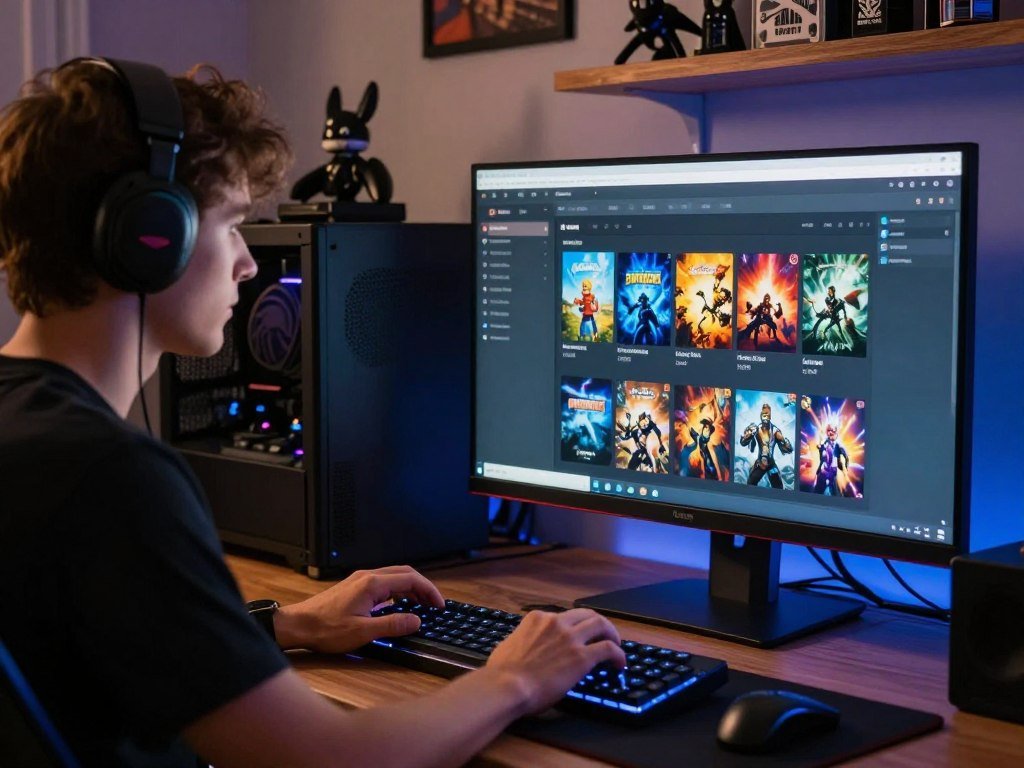 A player checks a GOG Galaxy library for previously purchased games