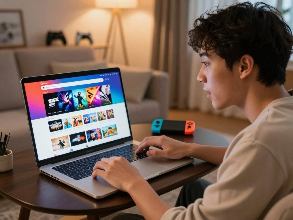 A player checks a Switch 2 game platform listing