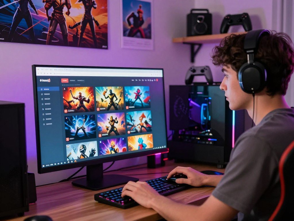 A player comparing game categories on a PC storefront