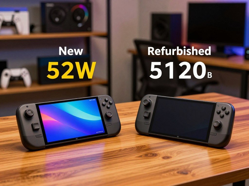 A price comparison for new and refurbished OLED 512GB models A price comparison for new and refurbished OLED 512GB models