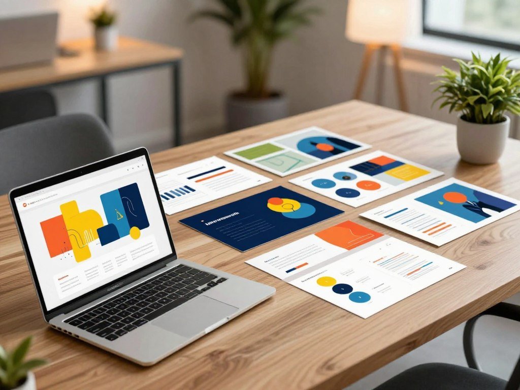 A prompt shapes the style and colors of slide images A prompt shapes the style and colors of slide images