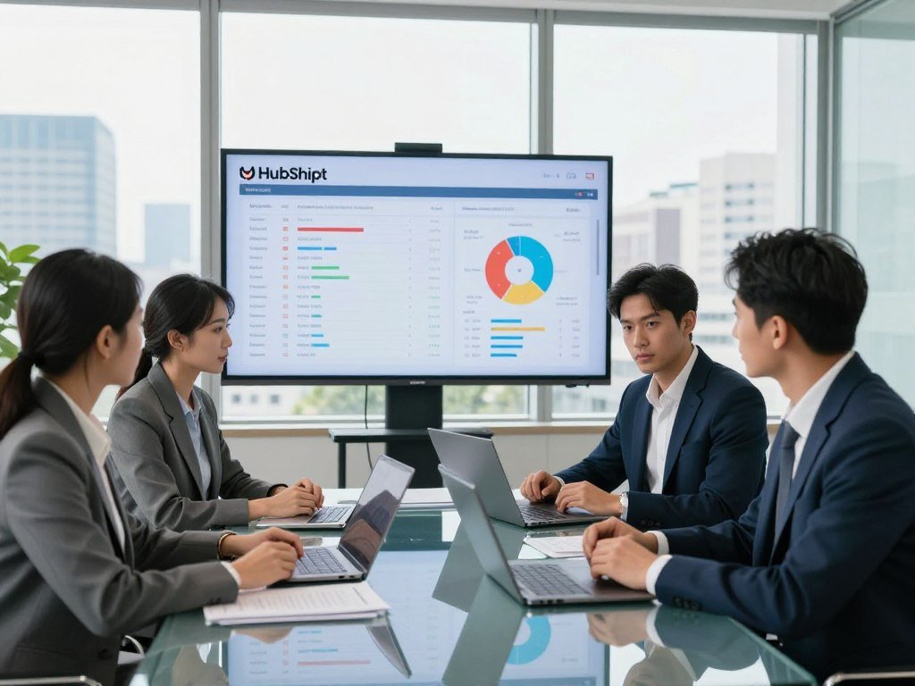 A sales team reviewing HubSpot deal records before a meeting A sales team reviewing HubSpot deal records before a meeting