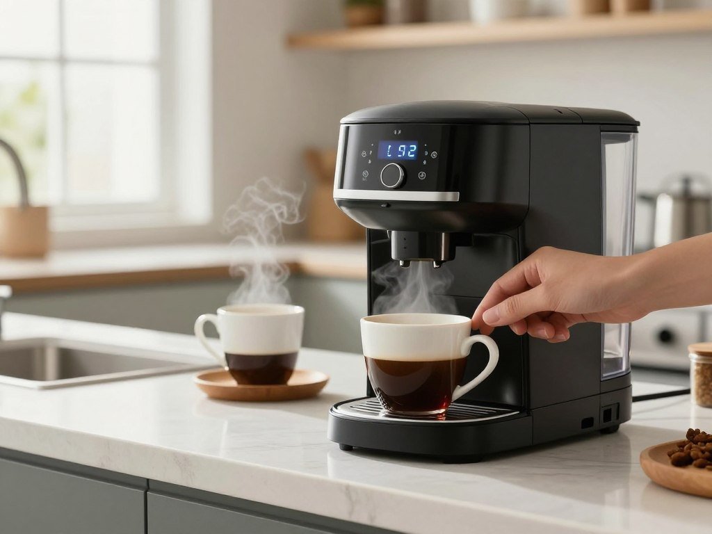 A single-serve coffee maker being checked for speed and temperature A single-serve coffee maker being checked for speed and temperature