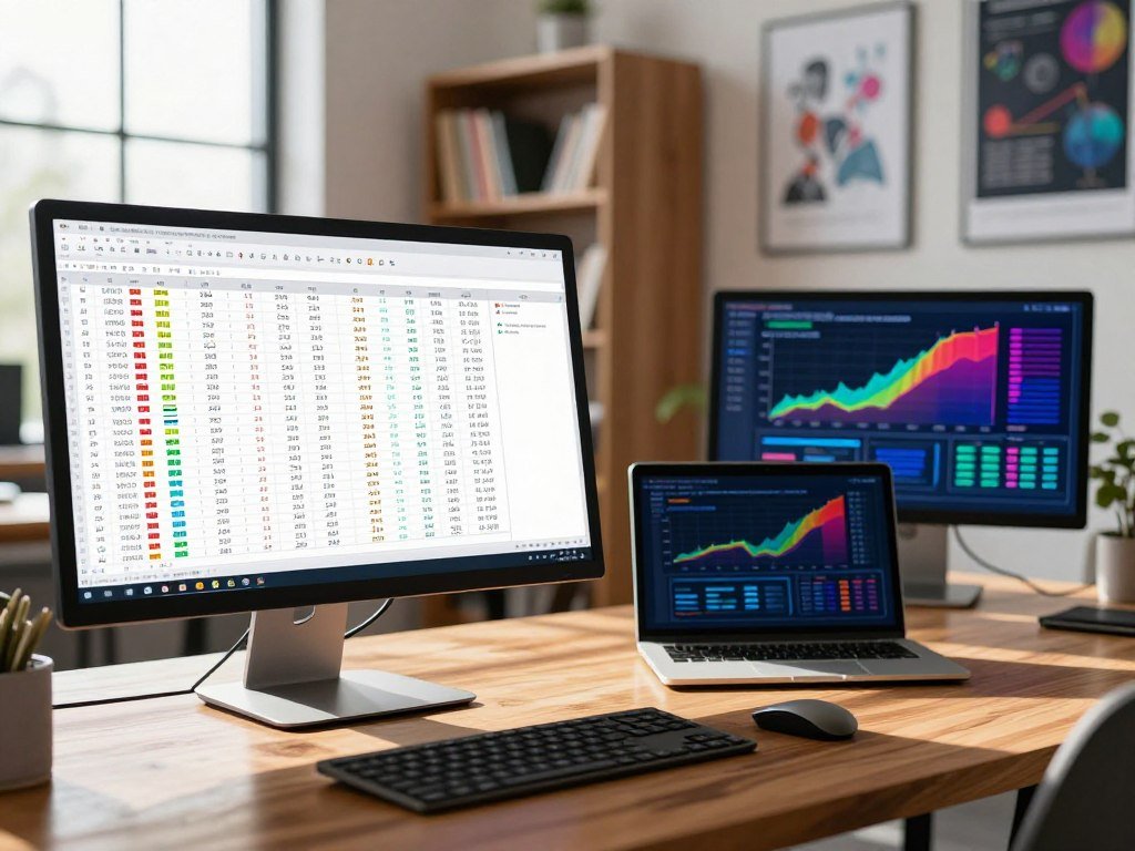 A spreadsheet and Python chart show a data analysis workflow A spreadsheet and Python chart show a data analysis workflow