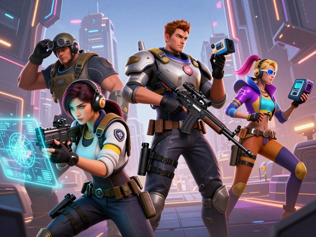 A squad prepares for battle in a free team shooter
