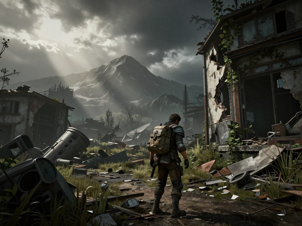 A survivor crossing a ruined world in a Bethesda RPG A survivor crossing a ruined world in a Bethesda RPG