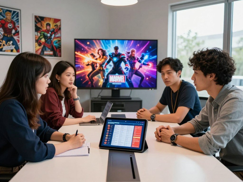 A team planning hero roles in Marvel Rivals matches