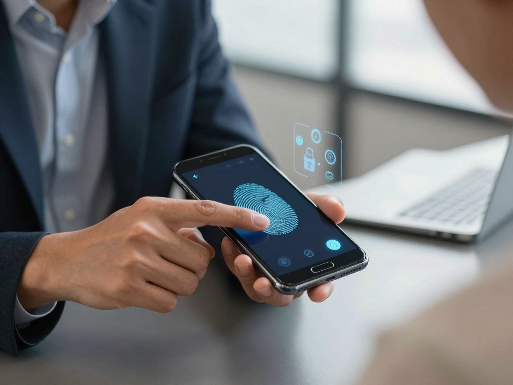 A user approves an app sign-in with a fingerprint