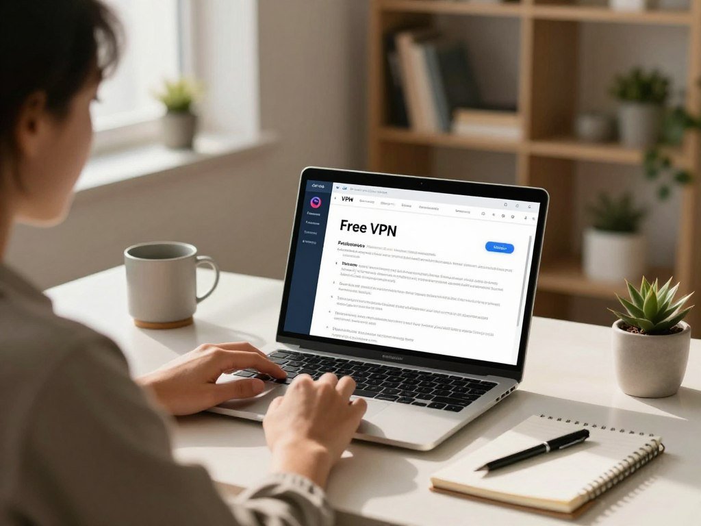 A user checks free VPN permissions and privacy policy A user checks free VPN permissions and privacy policy
