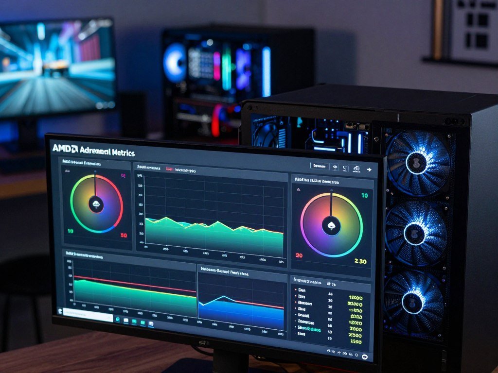 AMD Adrenalin Metrics overlay shows Radeon sensors and fan speed AMD Adrenalin Metrics overlay shows Radeon sensors and fan speed