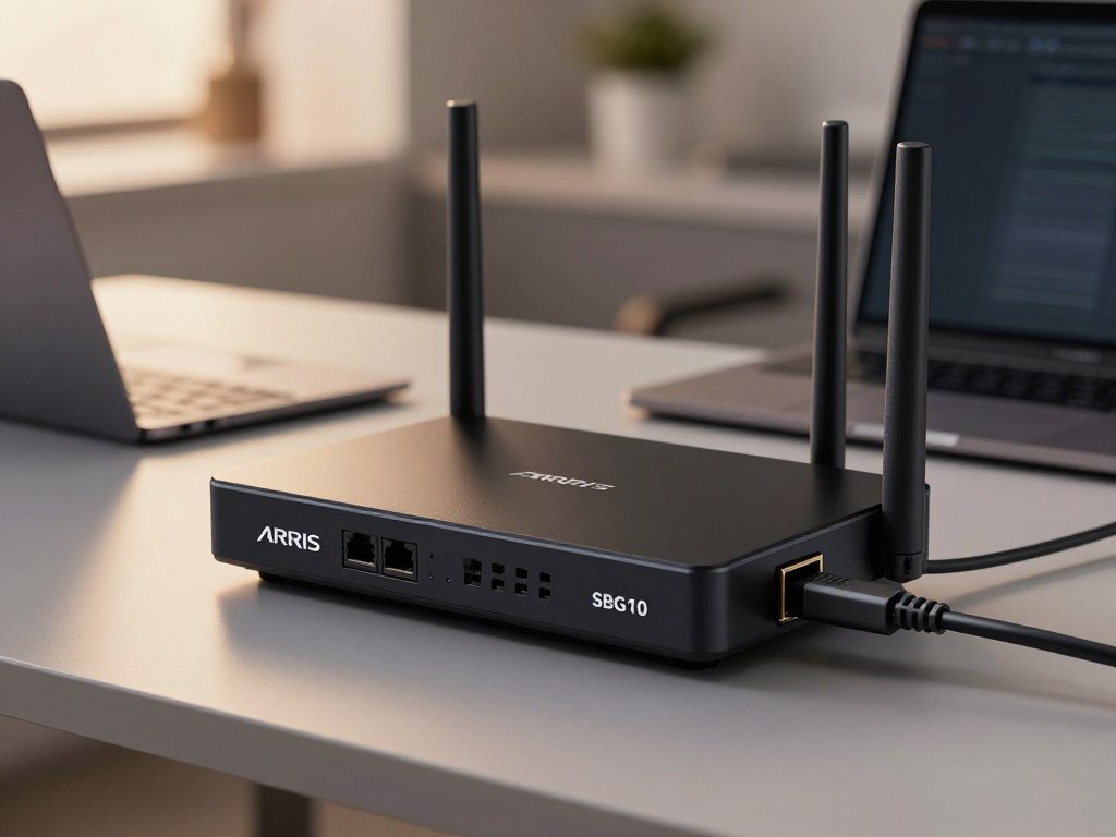 ARRIS SURFboard SBG10 beside a cable internet connection