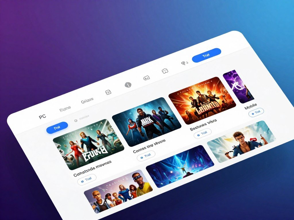 Adult game listings showing platform choices and a trial button