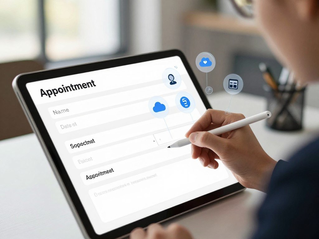 An appointment request form connected to stored app data