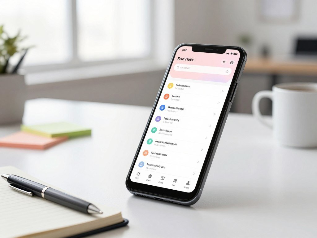 Android phone displaying free note-taking app limits for work
