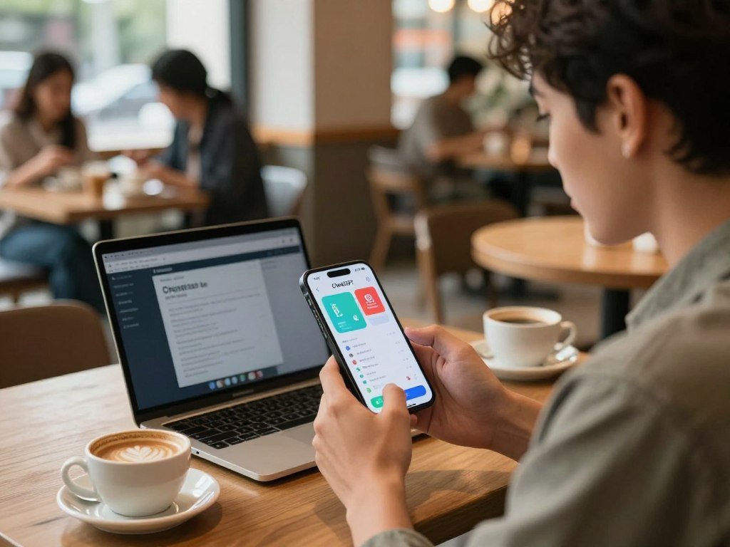 Android user asking questions by voice in the ChatGPT app Android user asking questions by voice in the ChatGPT app