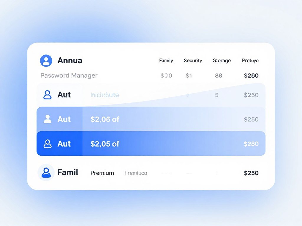 Annual password manager pricing table for individual and family plans