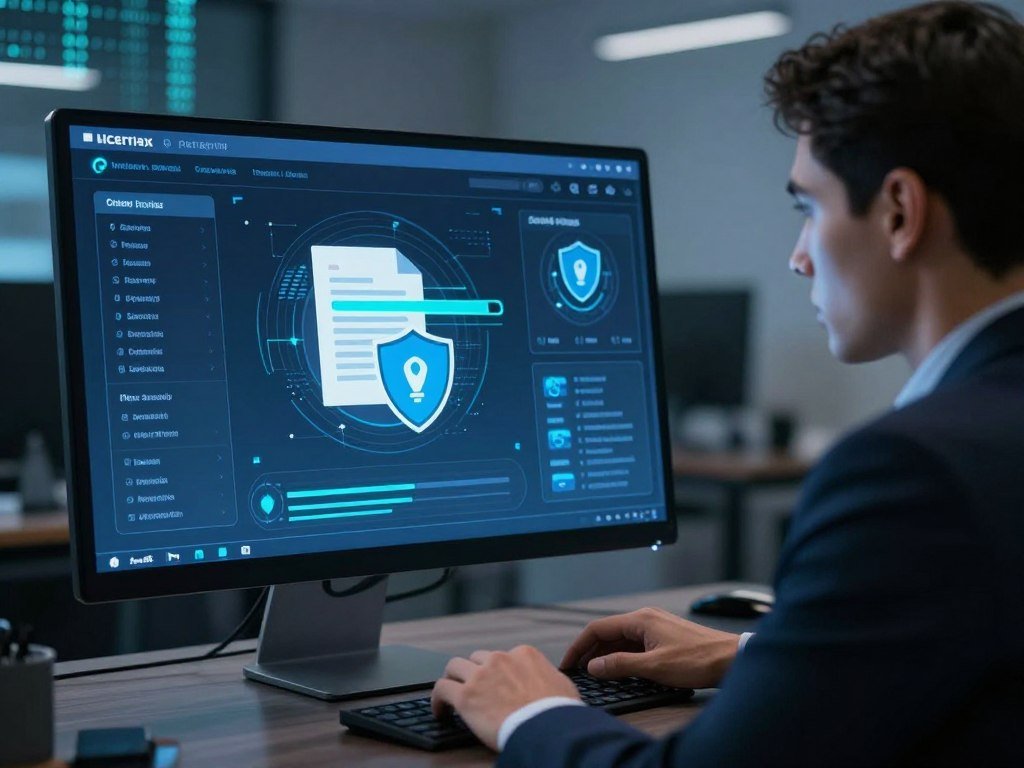 Antivirus app scans files and monitors real-time threats
