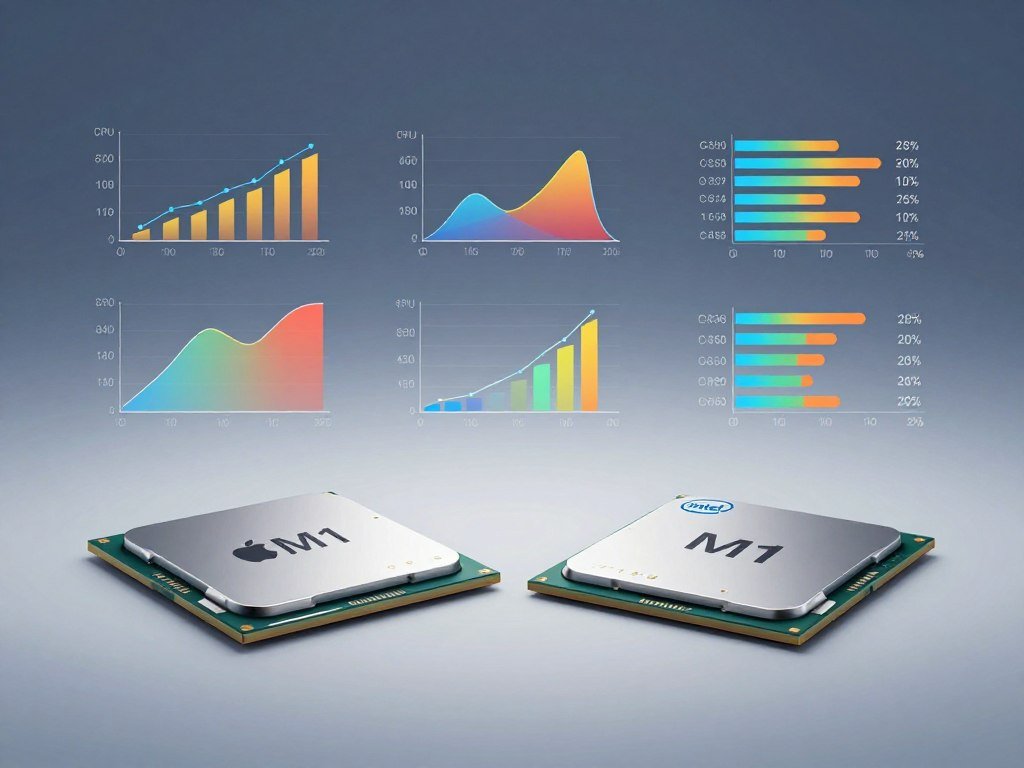 Apple M1 and Intel processor benchmark figures compared Apple M1 and Intel processor benchmark figures compared