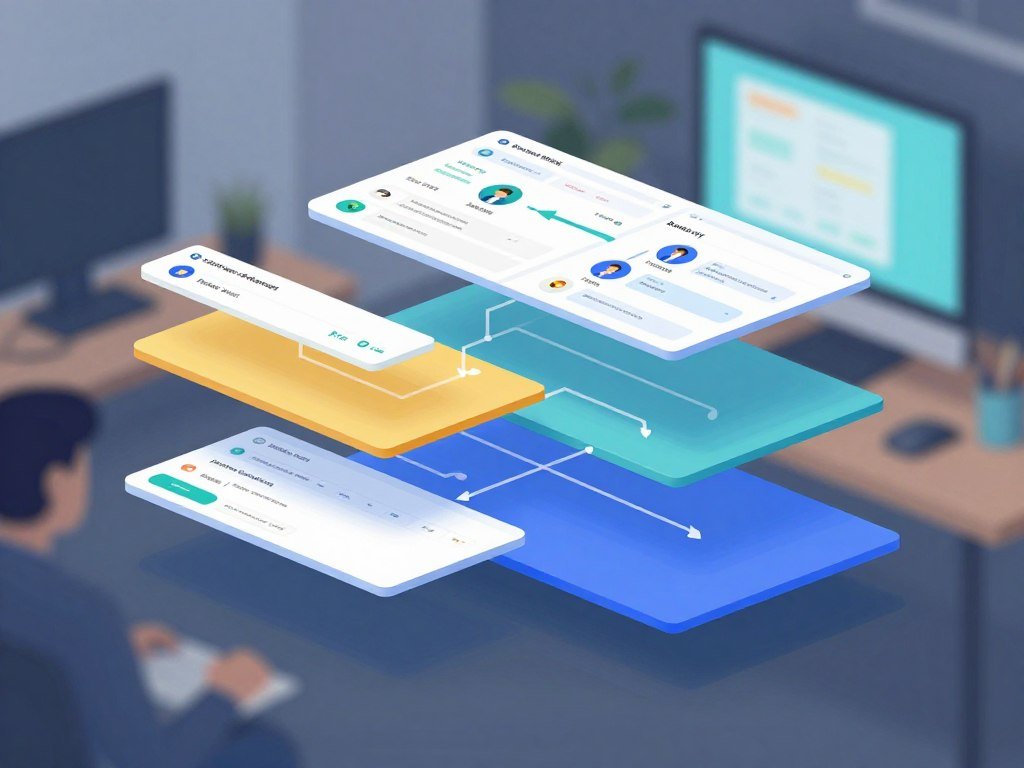 Application setup, route views, user actions, and shared code in layers Application setup, route views, user actions, and shared code in layers