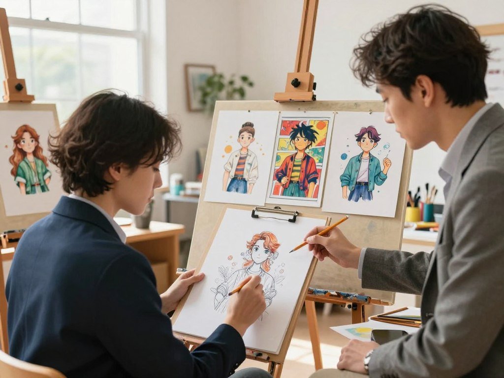 Artist tests a character reference across illustrated image styles Artist tests a character reference across illustrated image styles