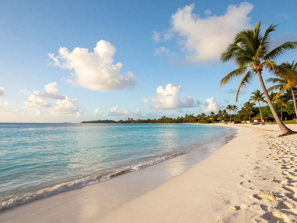 Aruba beach with calm water beneath a bright Caribbean sky