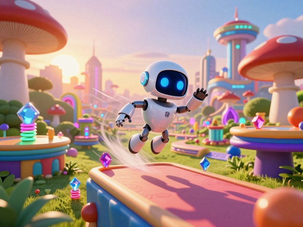 Astro Bot jumping through an inventive PS5 platforming level Astro Bot jumping through an inventive PS5 platforming level