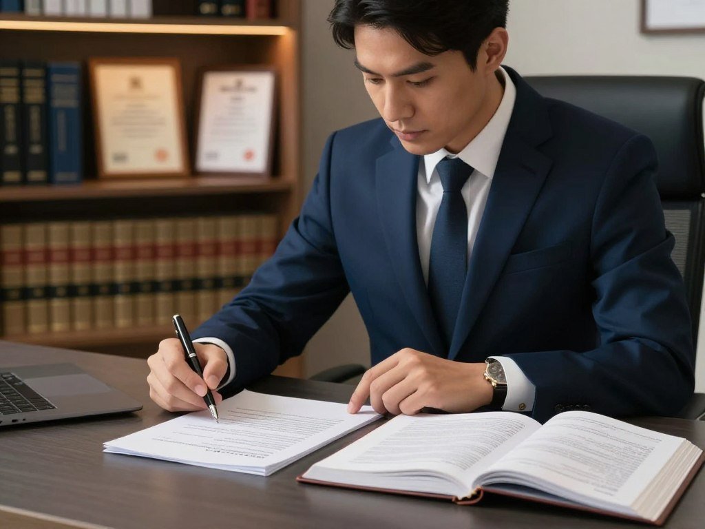 Attorney checking a contract clause against an approved legal playbook