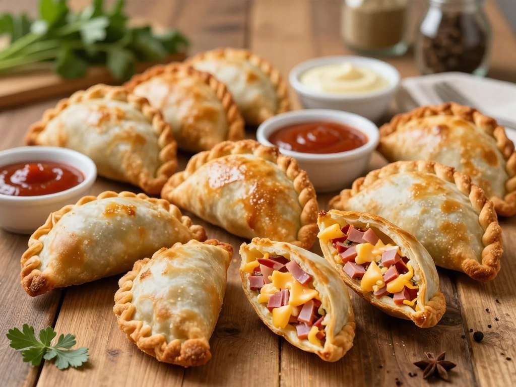 Baked and fried empanadas with different pastry textures Baked and fried empanadas with different pastry textures