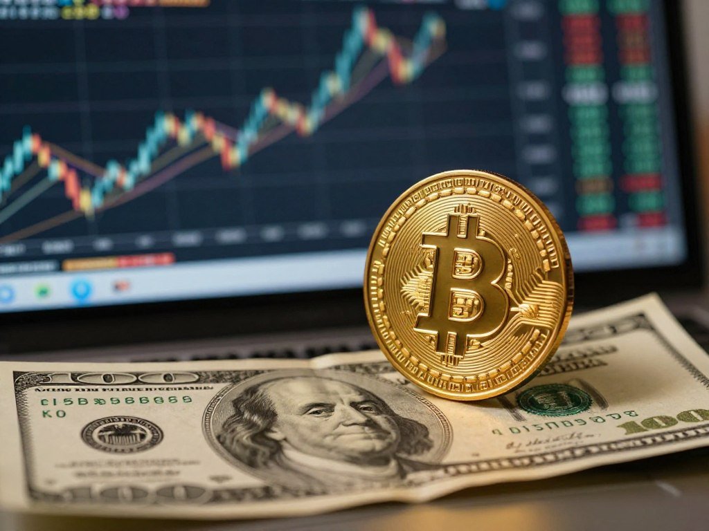 Bitcoin beside a dollar bill as interest rates affect risk appetite