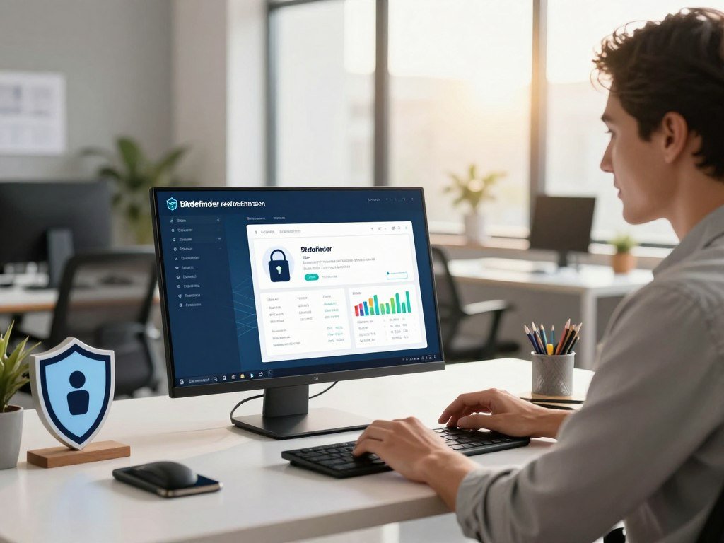 Bitdefender real-time protection checking a Windows device Bitdefender real-time protection checking a Windows device