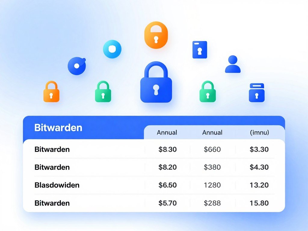 Bitwarden plan comparison showing annual prices and user limits