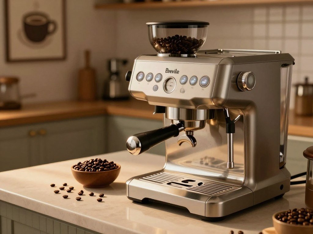 Breville Barista Express grinding beans before espresso brewing Breville Barista Express grinding beans before espresso brewing