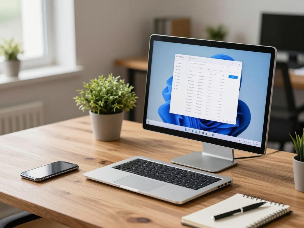Budget portable monitor propped beside a laptop for office tasks Budget portable monitor propped beside a laptop for office tasks