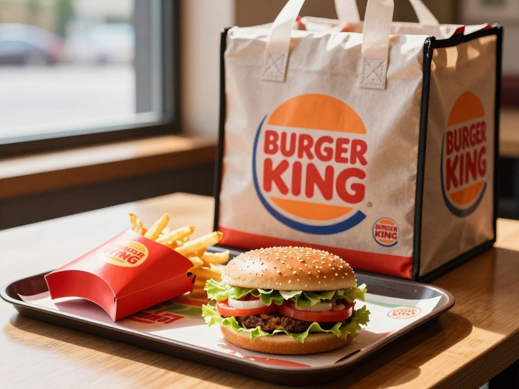 Burger King pickup order beside a delivery bag