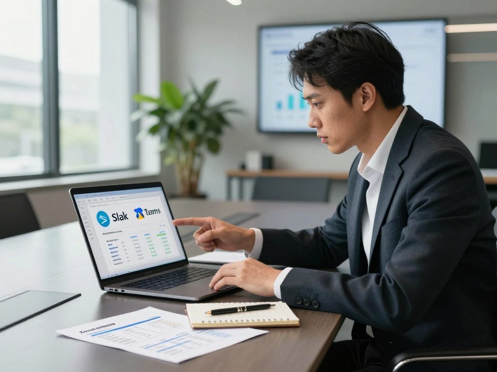 Business buyer comparing Slack and Teams per-user prices