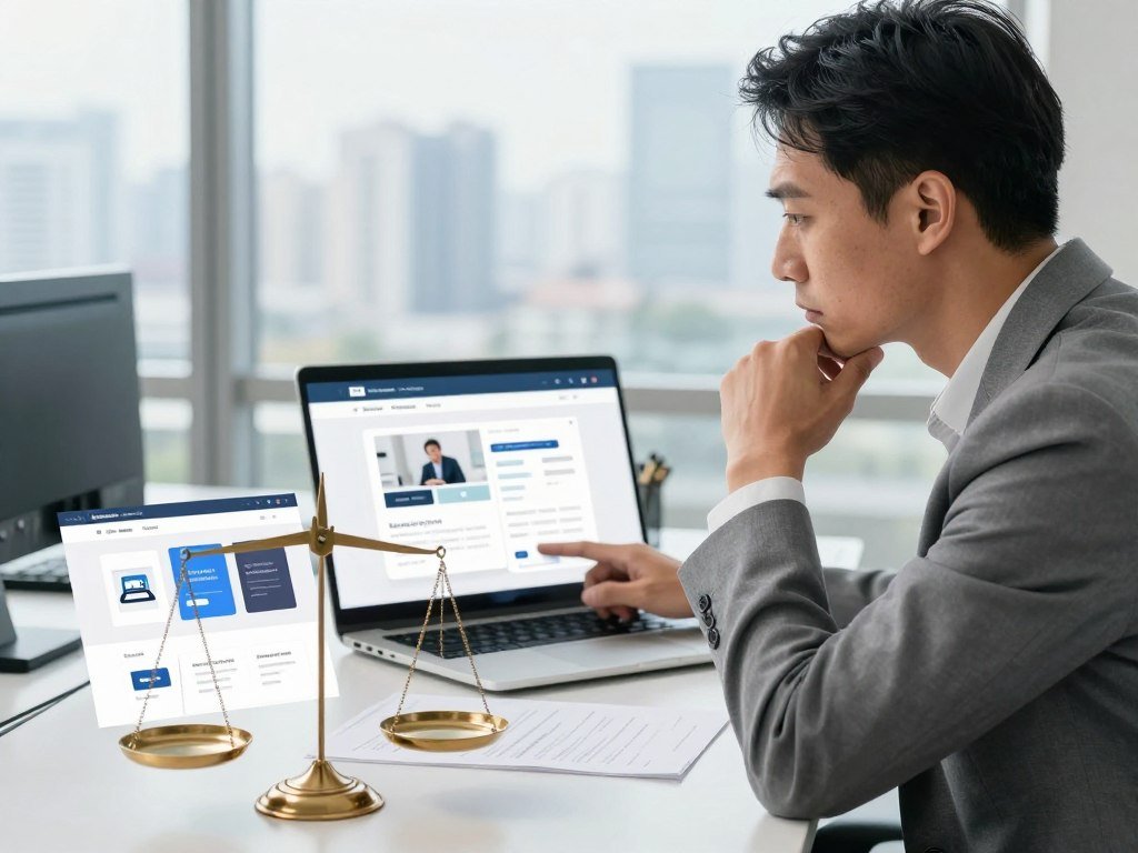 Business owner weighing website builders for different customer needs