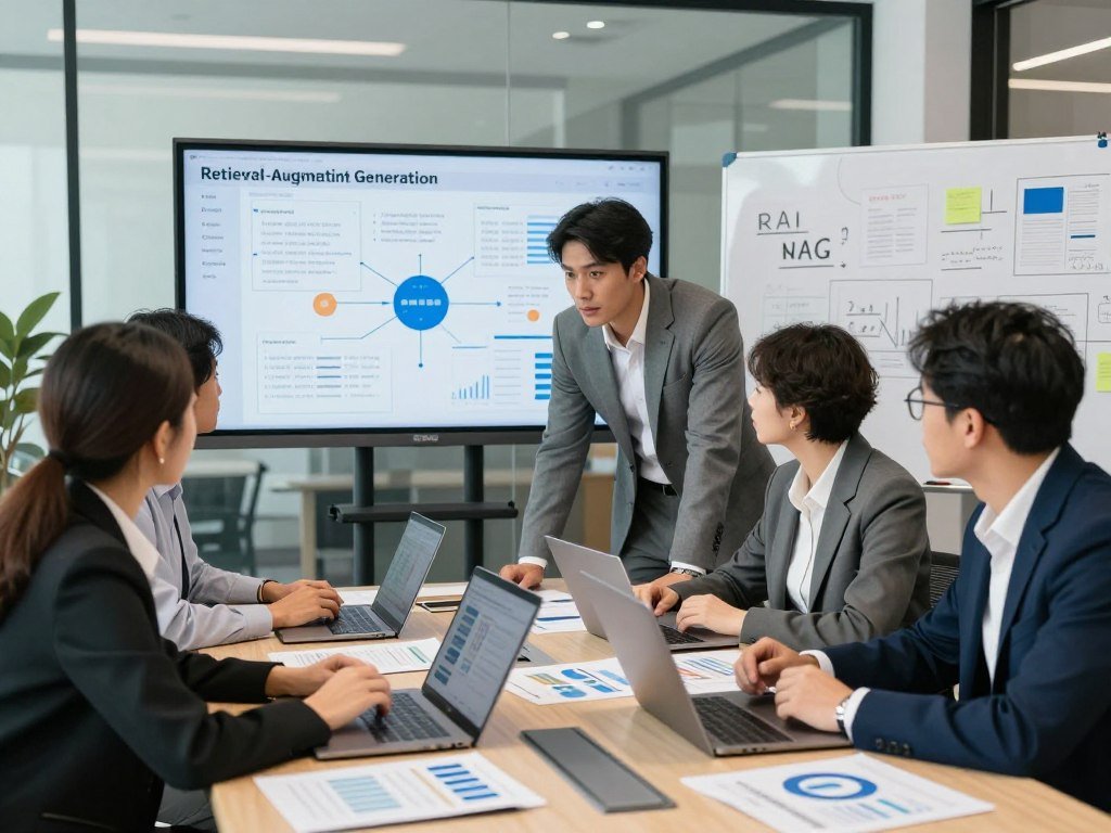 Business team preparing varied data sources for a RAG knowledge base Business team preparing varied data sources for a RAG knowledge base